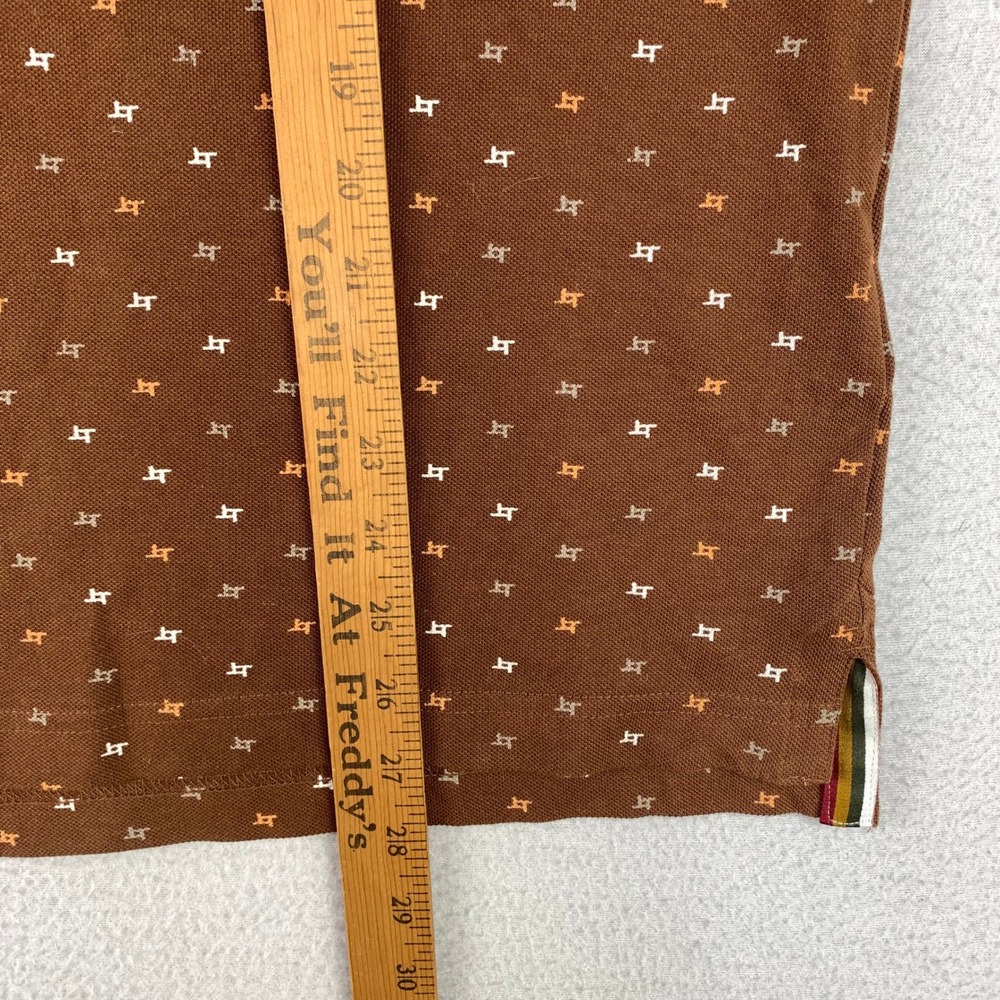 Basics Muscle Fit Polo Shirt Mens Medium Brown Preppy Retro Monogram Y2K - Picture 7 of 8